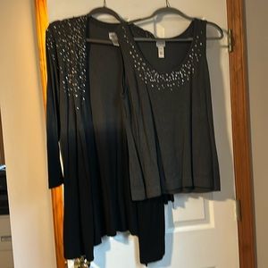 Chicos Sparkly Twin set of tank and cardigan